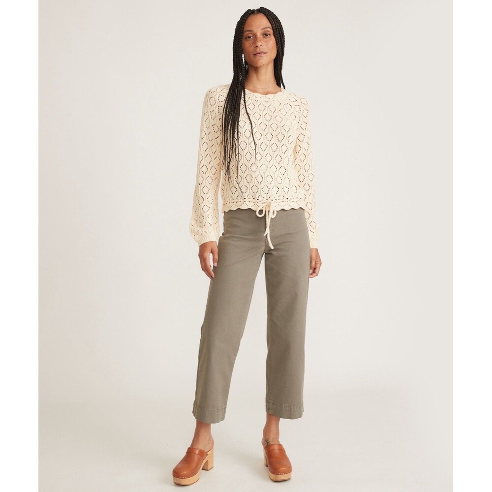 Marine Layer Pants Womens 8 Wide‎ Leg Cropped Bridget Utility Patch Pocket Green